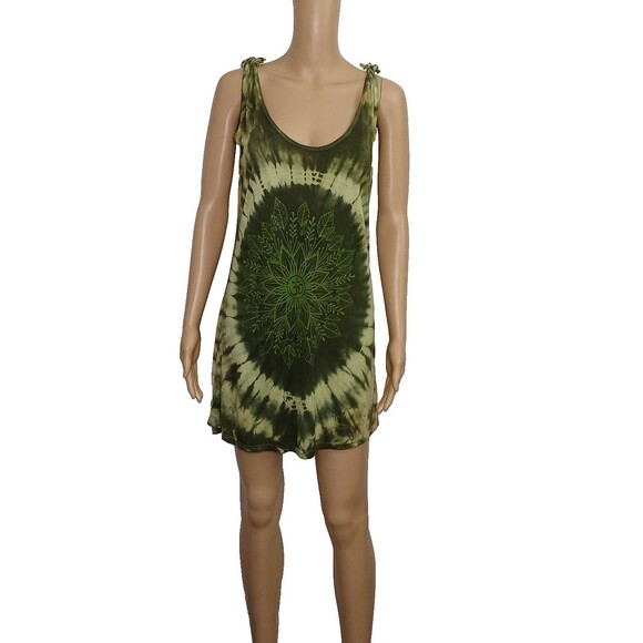 Gypsy Rose Women's Tie Die Hippie Boho Dress Top Cut Tied Shoulder Straps Summer - Picture 2 of 10